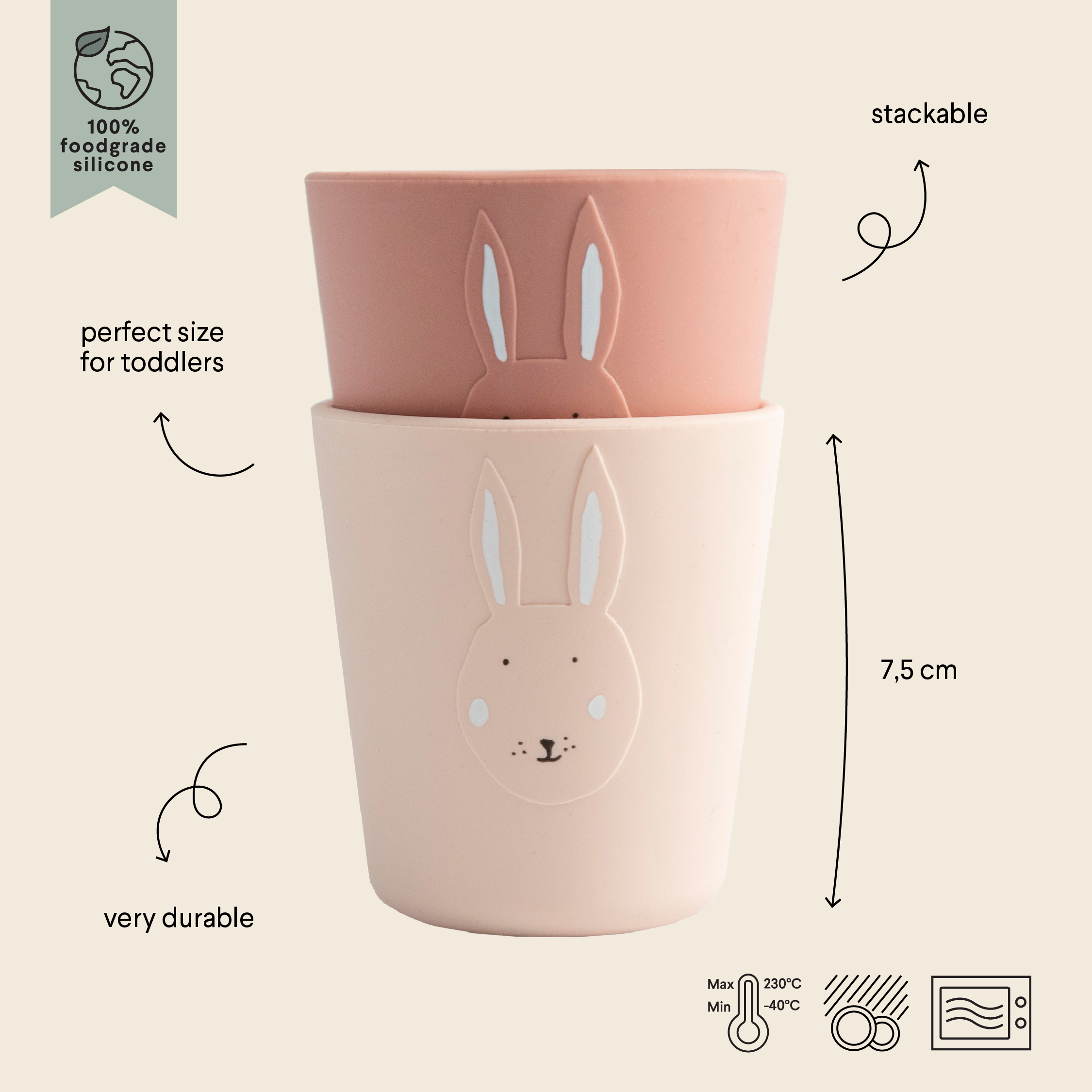 Silikon Becher 2-pack - Mrs. Rabbit